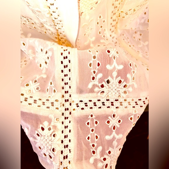 JOIE Porcelain White Gorgeous Eyelet 100% Silk Dress Fully Lined NWT Size Small - Picture 8 of 16